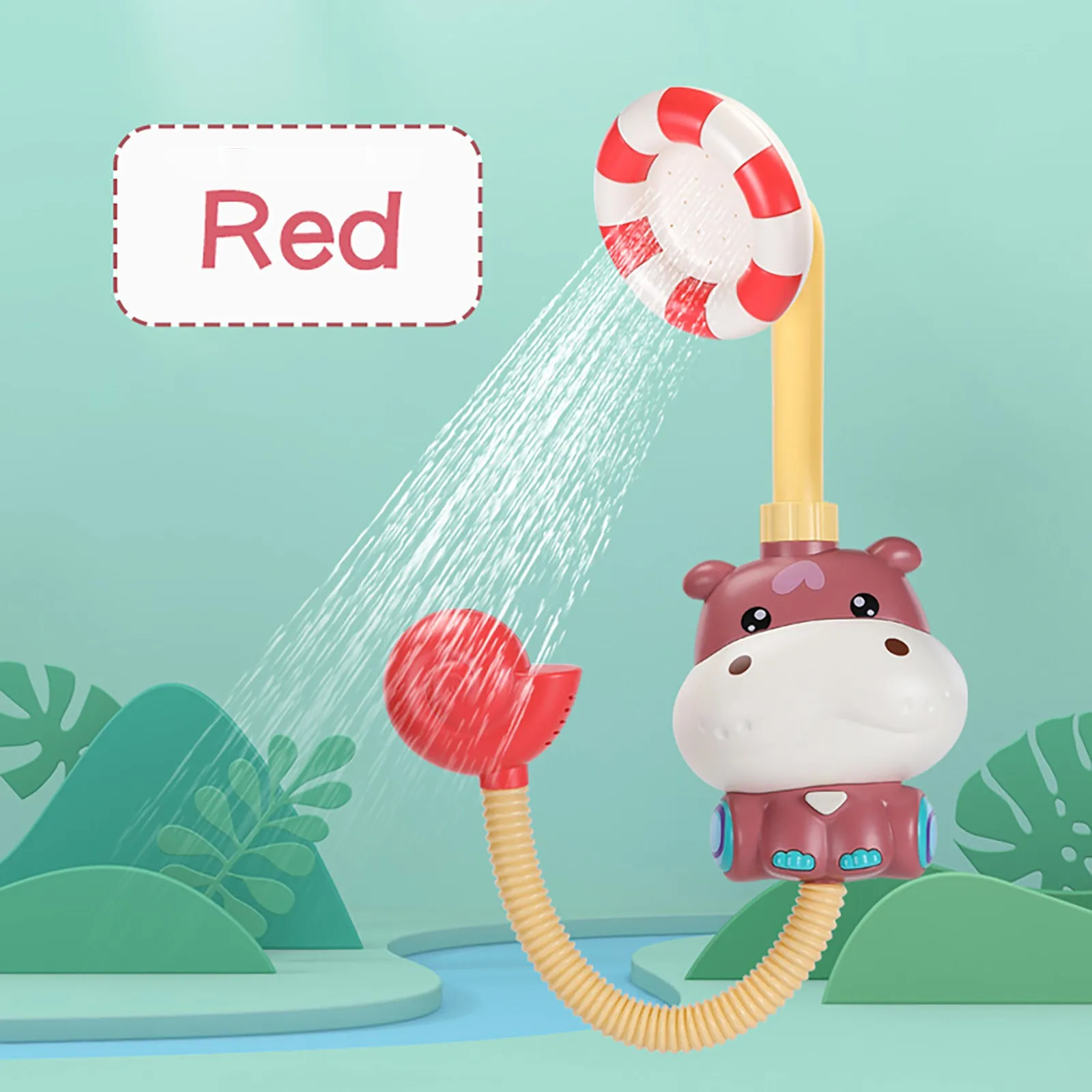 Cute Hippo Shower Head Baby Bath Toys Bathtub Games, Hippo Water Pump