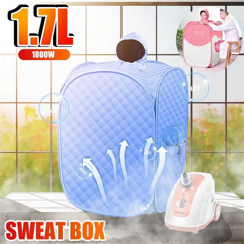 

1.7L Steam Sauna Portable Spa Room Home Beneficial Full Body Slimming Folding Detox Therapy Steam Sauna Cabin Sauna Generator