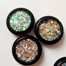 Цветной порошок смешанные Блестки для ногтей Мерцающий порошок украшения для ногтей 12 цветов маникюрный смешанный порошок