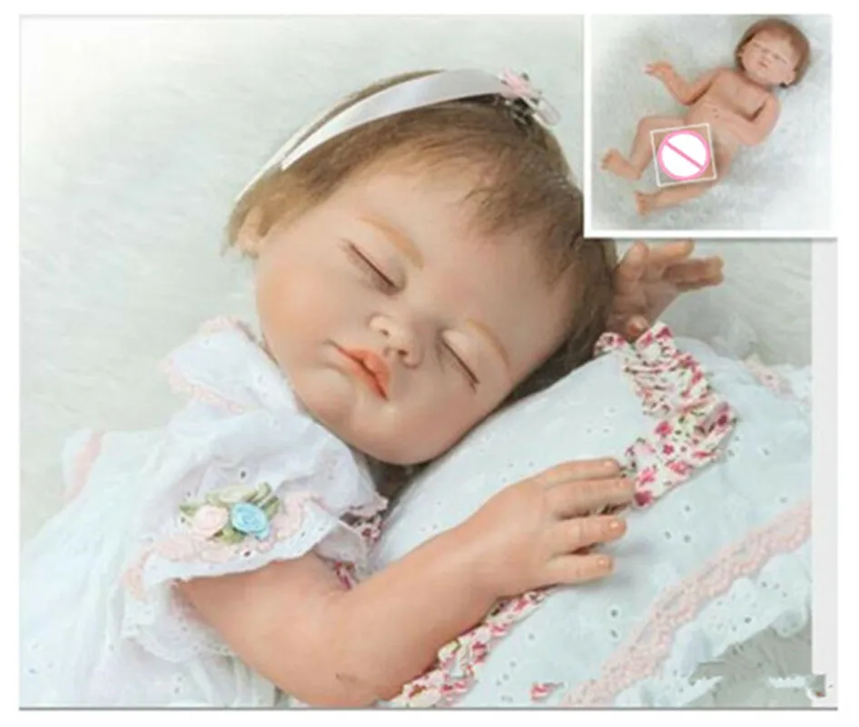 Full Body Silicone Vinyl Bebe 20'' Reborn Baby Girl Doll Alive Newborn Kid Gifts Silicone Fashion Doll Interactive Dolls