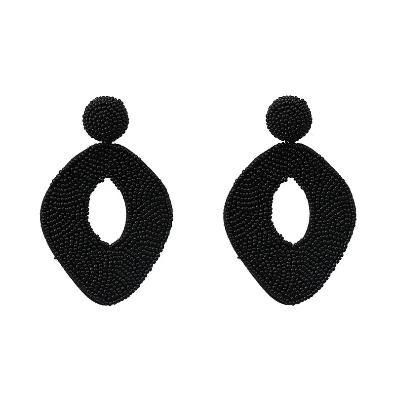Jujia модные черные шикарные серьги в форме капель из бисера большие серьги для женщин Brincos массивные ювелирные изделия Pendientes - Окраска металла: 52078-BK