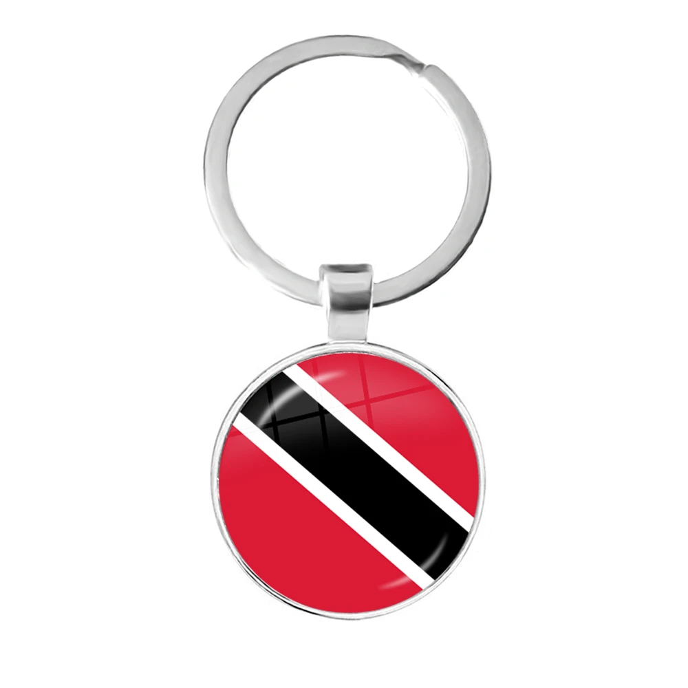 1 Trinidad, Sierra leone, Jamaica, guana, Ghana, UK, libia, ESTINA, Индия 25 мм стеклянный кабошон Национальный брелок для ключей «флаг» брелок подарок - Цвет: 1