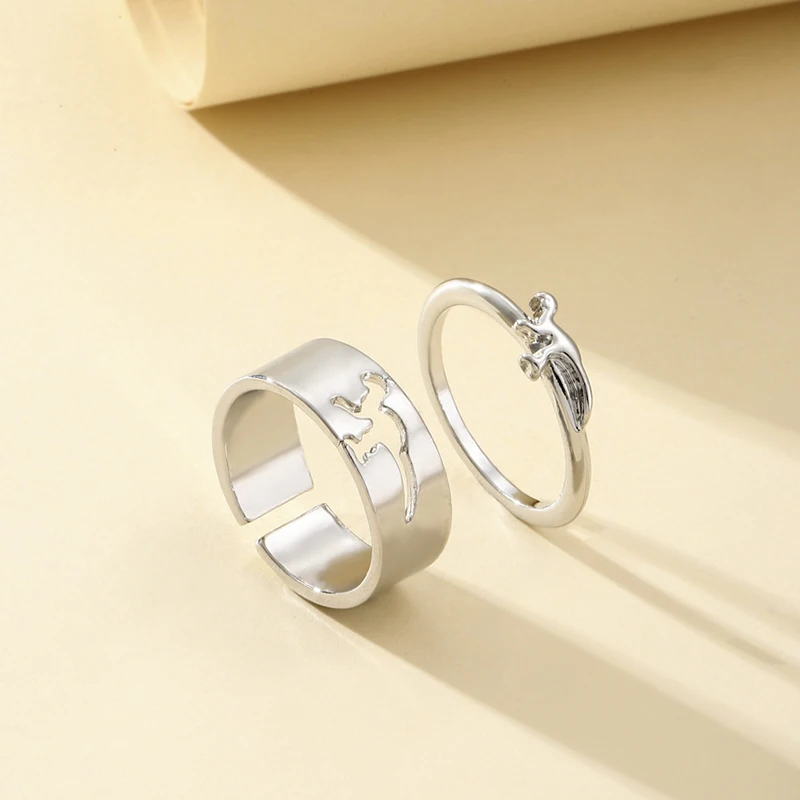 2 Pcs/set Dinosaur Rings Set Ins Open Ring Fashion Finger Animal Women's Jewelry Adjustable ring | Украшения и аксессуары