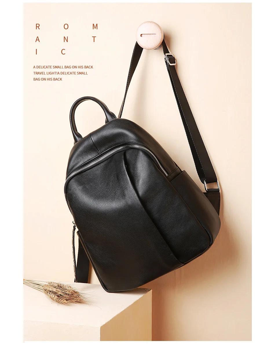 Женский рюкзак Zency с противоугонным дизайном, натуральная кожа, классическая черная школьная сумка для девочек, повседневная дорожная сумка, ранец