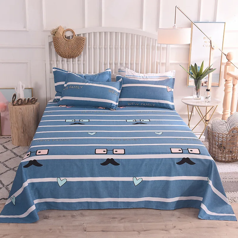 Color 13 Хлопок простыня односпальная двуспальная королева King size простыня цветочный мультфильм хлопок Удобный плоский лист 200x230 см - Цвет: Color 13