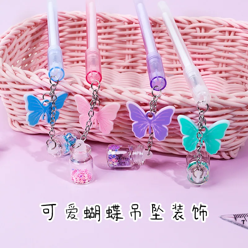 20pcs Lovely Butterfly Pendant Neutral Pen Student Black Writing Water Office Based 0.5mm Signature |