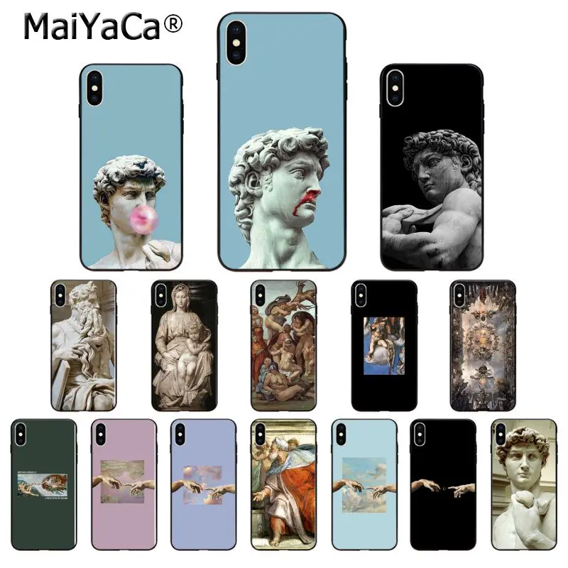 

MaiYaCa Michelangelo Sculpture David Creation of Adam TPU Soft Phone Case for iPhone 6S 6plus 7 7plus 8 8Plus X Xs MAX 5 5S XR