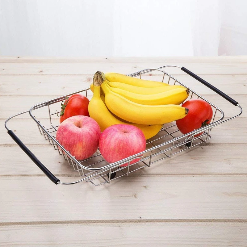Dish Rack Over Sink, Adjustable Arms Holder Utensil Drainer Functional Drying Organizer for Vegetable and Fruit,Kitchen organi