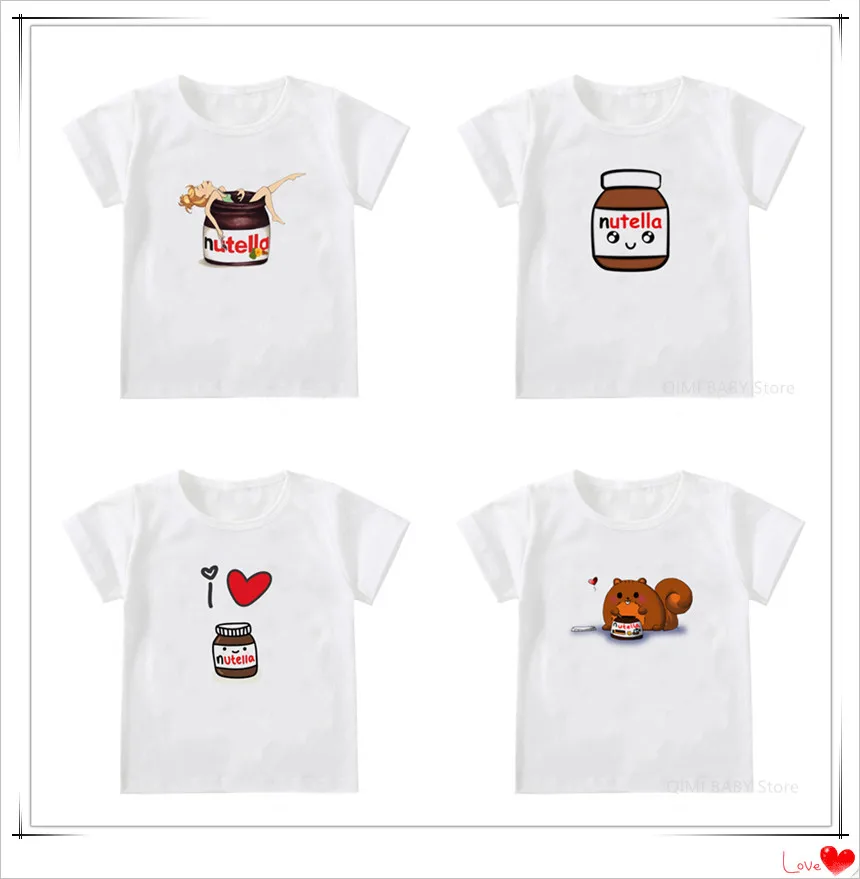 Детская футболка с короткими рукавами Kawaii Nutella модная повседневная круглым