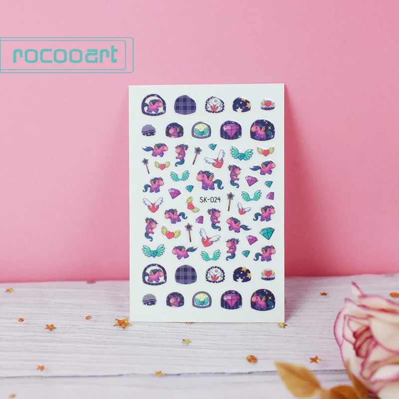 SK-024 Rocooart beauty, мультипликационный рисунок, детские наклейки для ногтей, клей, сделай сам, искусство для ногтей, тату, временно, наклейки для ногтей, Декор - Цвет: SK-024