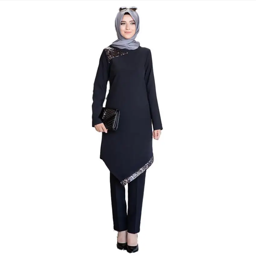 2 peças muçulmano abaya hijab muçulmano vestido