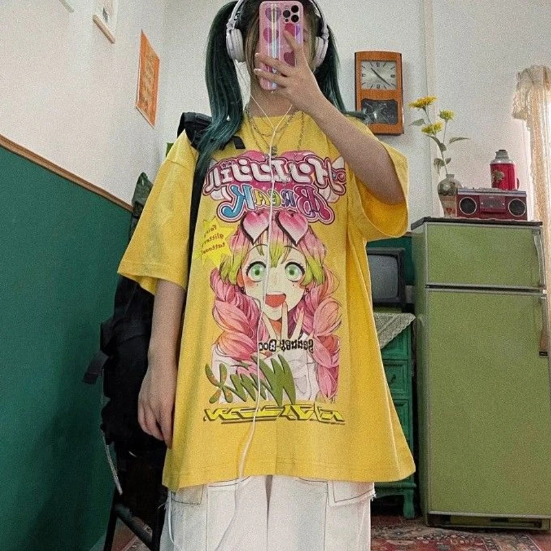 Anime Demon Slayer Kimetsu No Yaiba T-shirt Kanroji Mitsuri Tshirts Girls Streetwear Harajuku Women Summer Casual T Shirt CS631 4