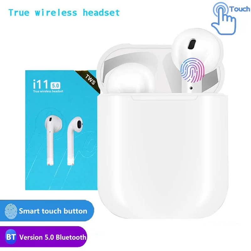 

i11 TWS Wireless Earphones 5.0 Bluetooth Headphones Portable earbuds smart Touch button headset compatible Android ios