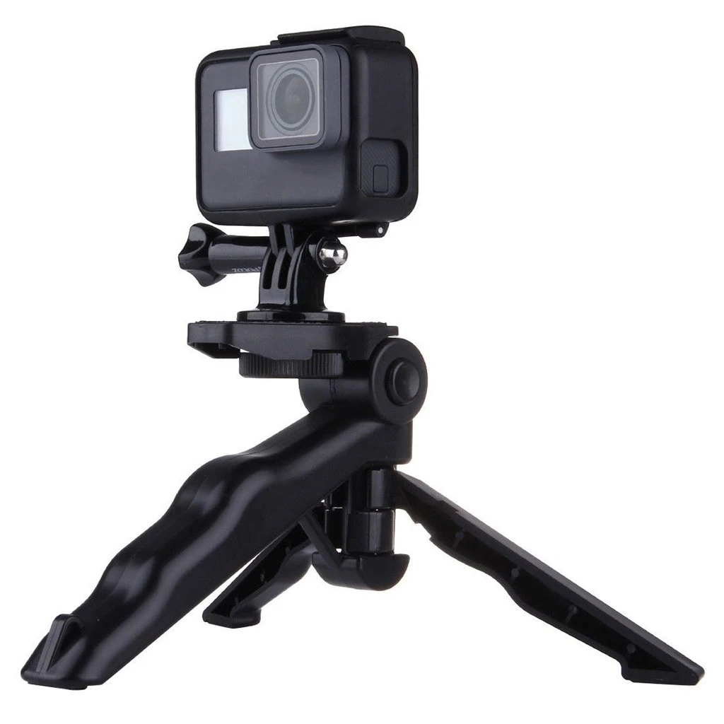 2 IN 1 Portable Mini Hand Grip Folding Tripod Stand for Gopro Hero 2 3 3+ 4 with 90 Degree Rotation Tabletop Desktop Tripod
