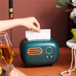 Creative Radio Model Tissue Box Desktop Paper Holder Towel Storage Napkin Case Organizer Ornament Craft Wet Wipes Dustproof Stor