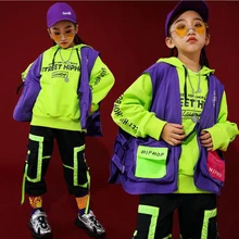 Детская одежда для бальных танцев в стиле хип-хоп, штаны с капюшоном, костюм для танцев выступлений для девочек и мальчиков, одежда для бальных танцев, уличная одежда