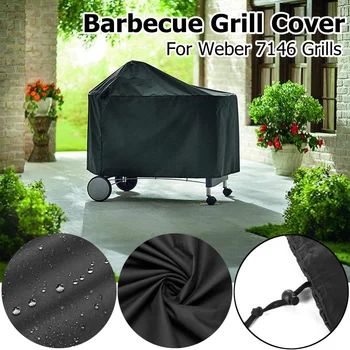 

Black Waterproof BBQ Cover Barbeque Rolling Cart Grill Cover for Performer Premium &Weber 7146 Series Protector
