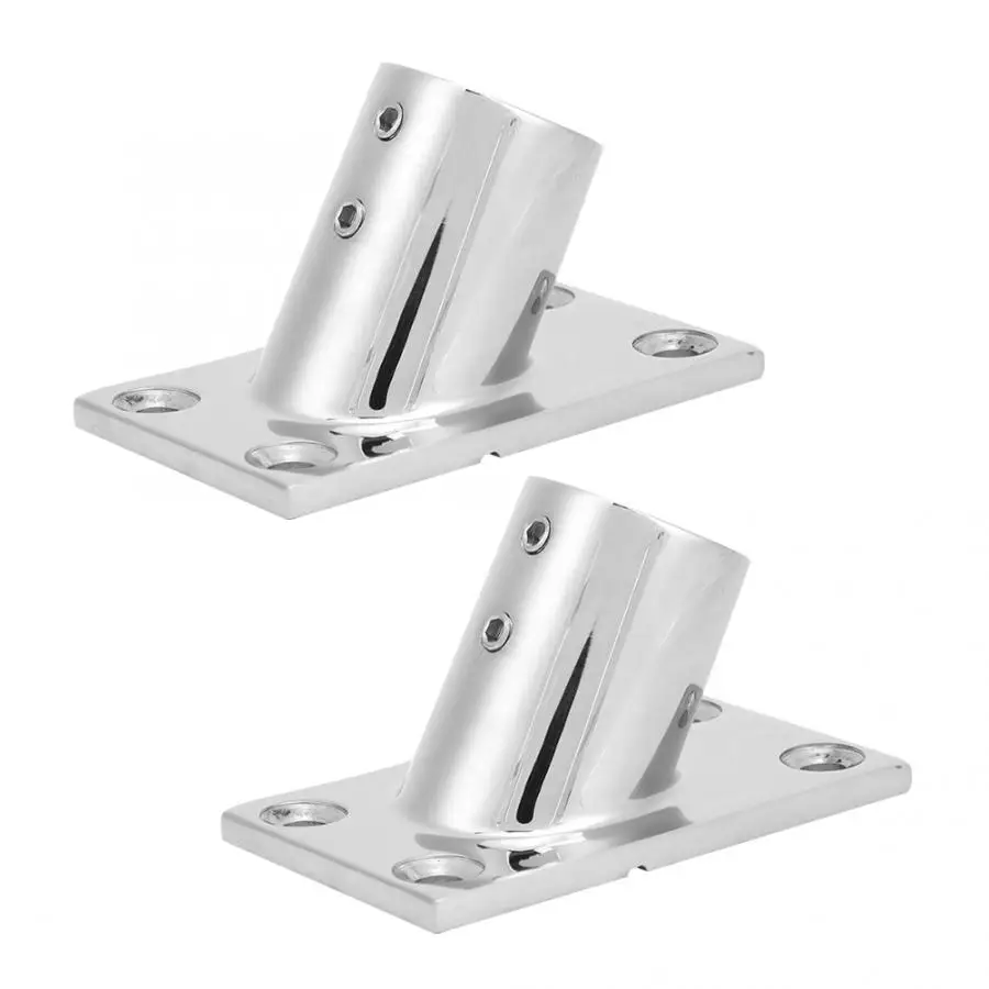 

2 Pcs 1in Boat Rail Fittings 60 Degrees Thickened Stainless Steel 316 Rail Fitting Rectangular Base