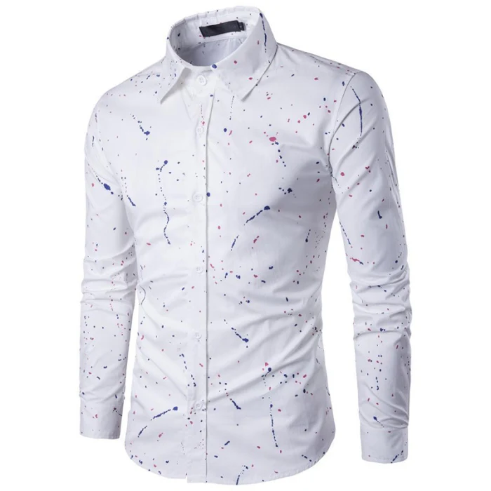 Мужские рубашки с принтом, длинные рукава, облегающие дышащие топы для весны, M-3XL, SER88