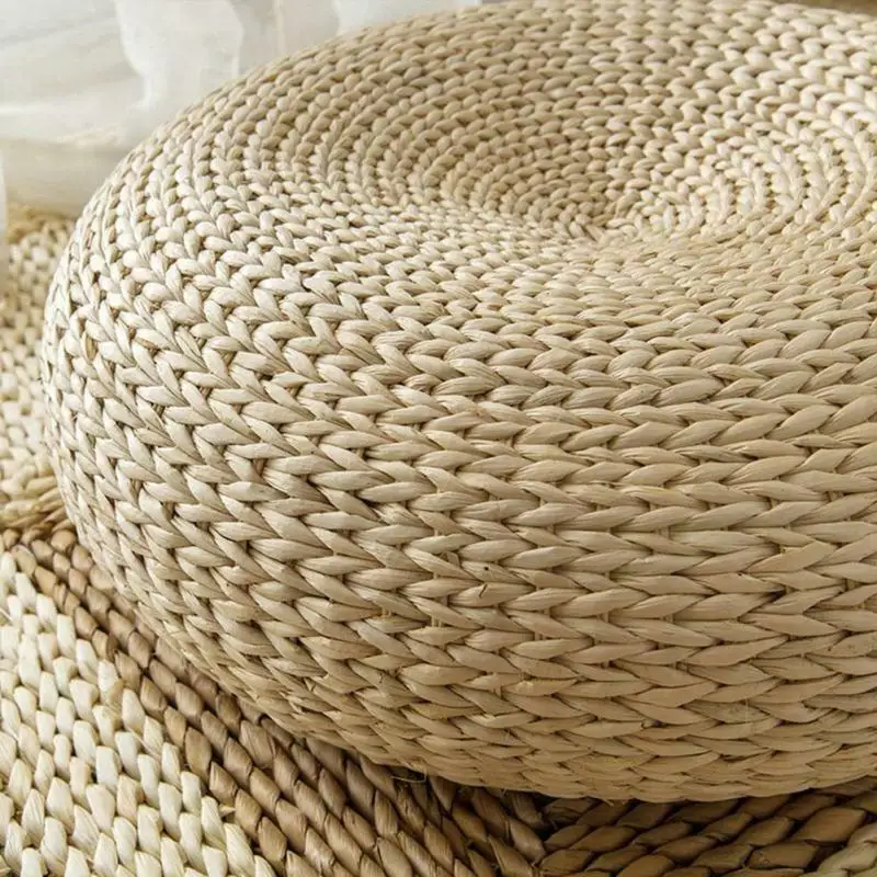 Tatami Cushion Meditation Cushion Round Straw Pouf Hand Woven Mat Chair Floor Cushion For Meditation Yoga Pad Seat Floor Pillow 5