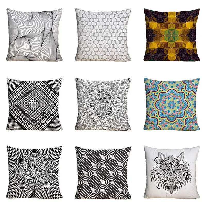 

Simple geometric floral printing abrasive cloth pillow cover with cushion sleeve without inner core