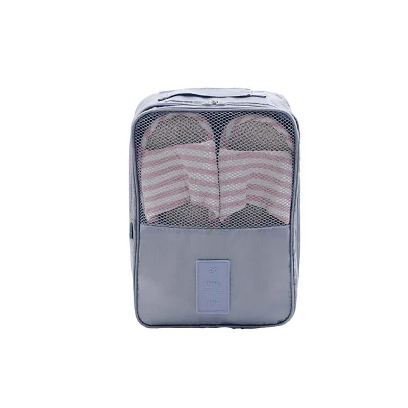 Дорожные аксессуары портативные нейлоновые водонепроницаемые женские туфли сумка органайзер сумка для хранения карман Упаковка кубики с ручками на змейке сумка - Цвет: Gray