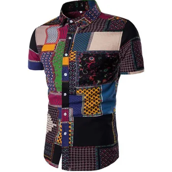 

MODA VELOCE Mens Printed Shirts Summer Men Slim Fit Shirts Short Sleeves Men Shirts Hawaii2020