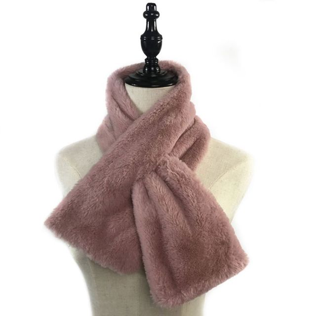Women Winter Thicken Plush Faux Rabbit Fur Scarf Solid Candy Color Collar Shawl Neck Warmer Shrugs Knitted Long 6 P31B