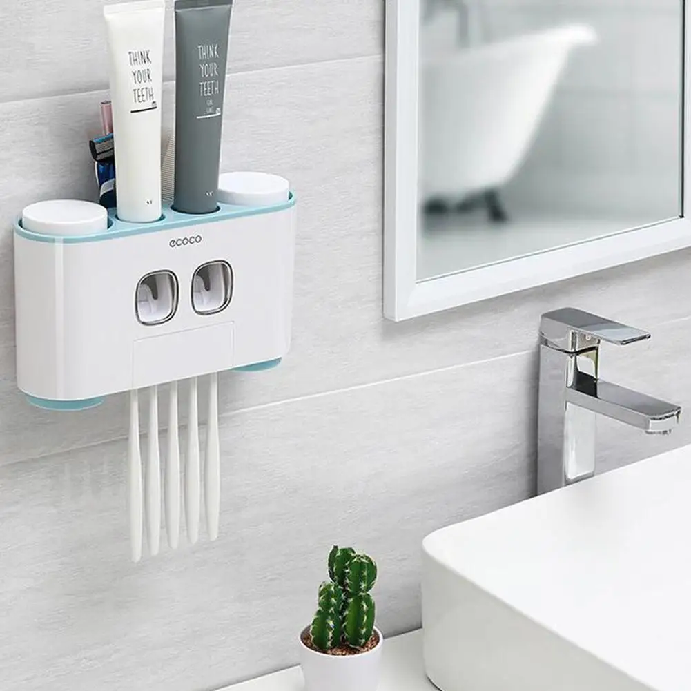 Fully Automatic Suction Cup Toothpaste Squeezer Toothbrush Holder Toothpaste Dispenser Squeezers Dispenser Home Bathroom Set