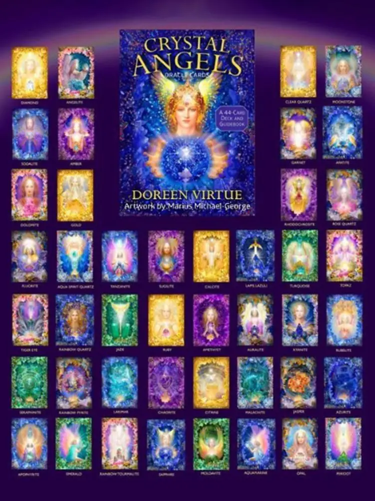 44 шт. английские хрустальные карты Angel Oracle колода карт Таро игровые с красивой
