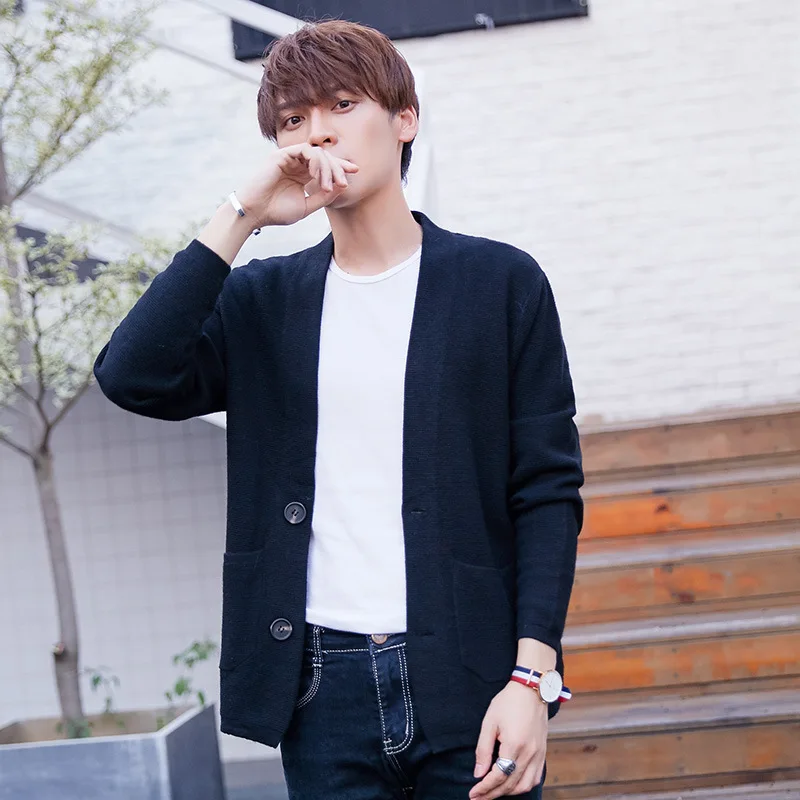 

MEN'S Knitwear Coat 2020 Spring And Autumn New Style Solid Color Trend Cardigan Coat Men's Korean-style Casual Sweater Men's