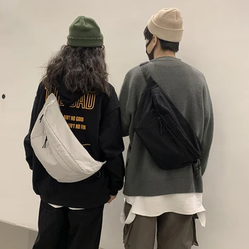 

Canvas Fanny Chest Pack Women Men Solid Hip Hop Street Crossbody Shoulder Bag Unisex Fashion Zipper Travel Waist Packs