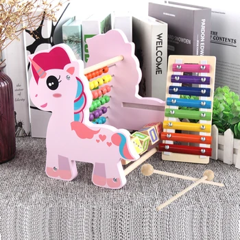 

Early Learning Kids Baby Wooden Abacus Toys Unicorn Calculator Handcrafted Educational Children's Knocked Piano Math Toy Gifts