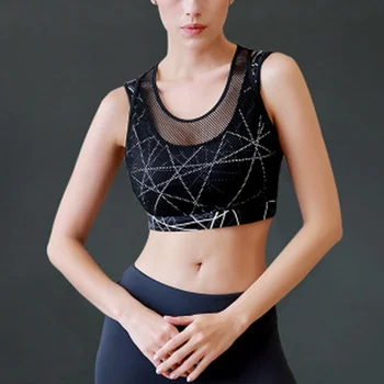 

Quick-Dry Shockproof Yoga Bras Fake Two-piece Sports Bra Fitness Underwear Running Vest Crop Top Seamless Bras
