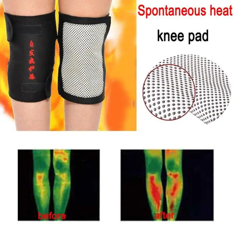 1 пара наколенников для магнетической терапии Наколенники турмалиновые саморазогревающиеся Спорт коленные суставы, чтобы Утепленная одежда защиты коленей Спорт