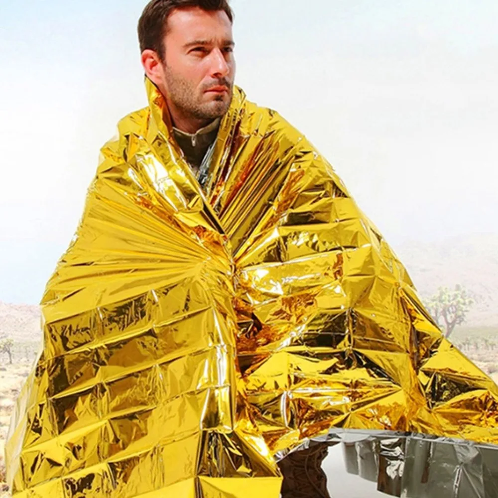 

PET Coating Outdoor Emergency Survival Rescue Blanket Foil Thermal Space First Aid Sliver Rescue Curtain Military Blanket