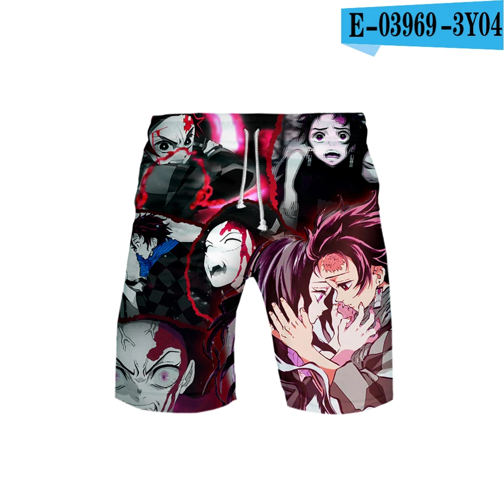 Летние мужские пляжные шорты Kimetsu no Yaiba с 3d принтом, удобные уличные спортивные шорты - Цвет: E03969