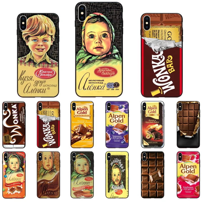Мягкий чехол для телефона alenka bar wonka с изображением шоколада на заказ iphone 12 8 7 6 6S