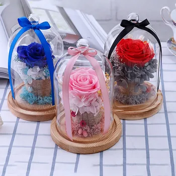 

Beauty And The Beast Preserved Valentines Day Gift Everlasting flower With Glass Cover Rose In Glass Dome Mother's Day Gifts
