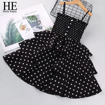 HE Hello Enjoy Girls Dresses 2021 Summer Teenagers Dot Sling Princess Cake Elegant Children Kids Clothes Girl Dress 4 8 10 Years 1