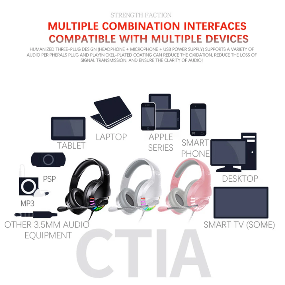 Wired Gaming Headset Headphone with Microphone for PC Desktop PS4 xbox 7 Colors Lights Bass Stereo Over ear Headsets