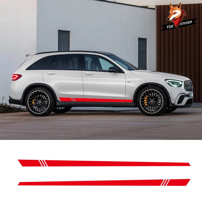 2 шт. автомобильные наклейки виниловые боковые полосы юбка графическая наклейка