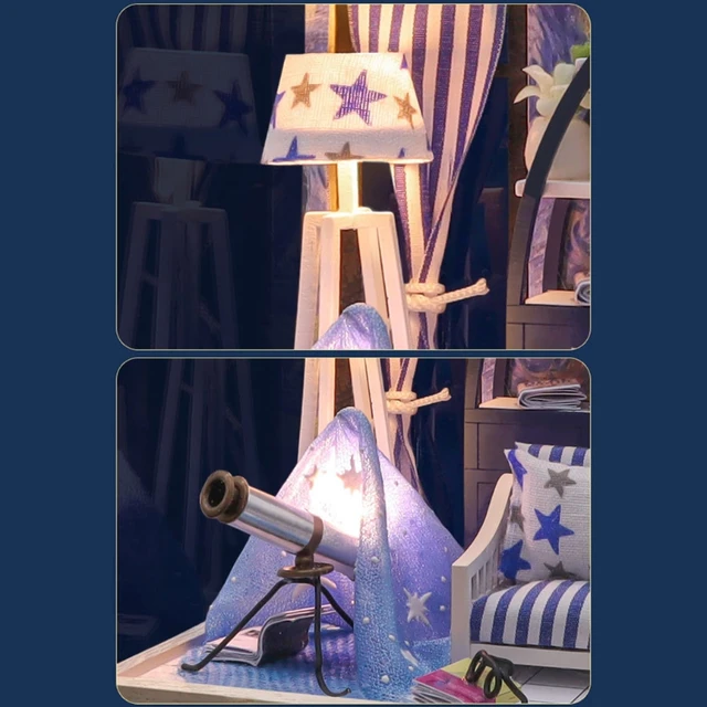 HX5D DIY Miniature Dollhouse Kit Wooden Mini Doll House Accessories with  Furniture for Kids Teens Adults Gift 4