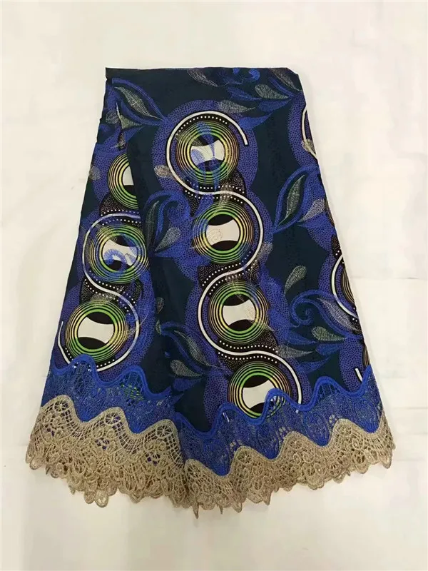 

Latest Ankara wax print fabric 100% cotton with multicolor cord Laces high quality wax lace fabrics african wax french lace!O77