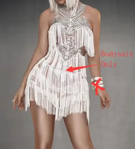 Ночной клуб бар DJ женский певец сексуальный костюм 3D принт с кисточками боди команда латинский полюс танцы сцена Одежда Пром бахрома боди - Цвет: Bodysuit Only