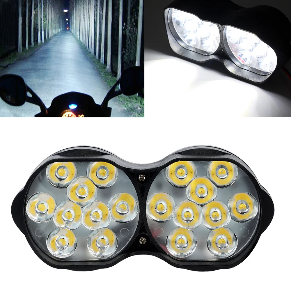 

Waterproof 30W 6500K Motorcycle Headlight Spot Fog Lights Head Front Work Bulbs 3000LM Motorbike LED Headlights With Double Lens