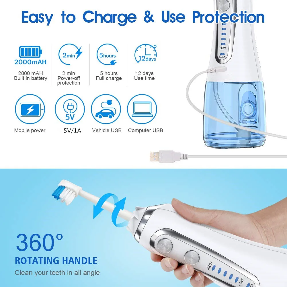 5 Mode Oral Irrigator USB Rechargeable Dental Floss Portable Dental Water Flosser Jet 300ml Irrigator Dental Teeth Cleaner+6 Jet 4