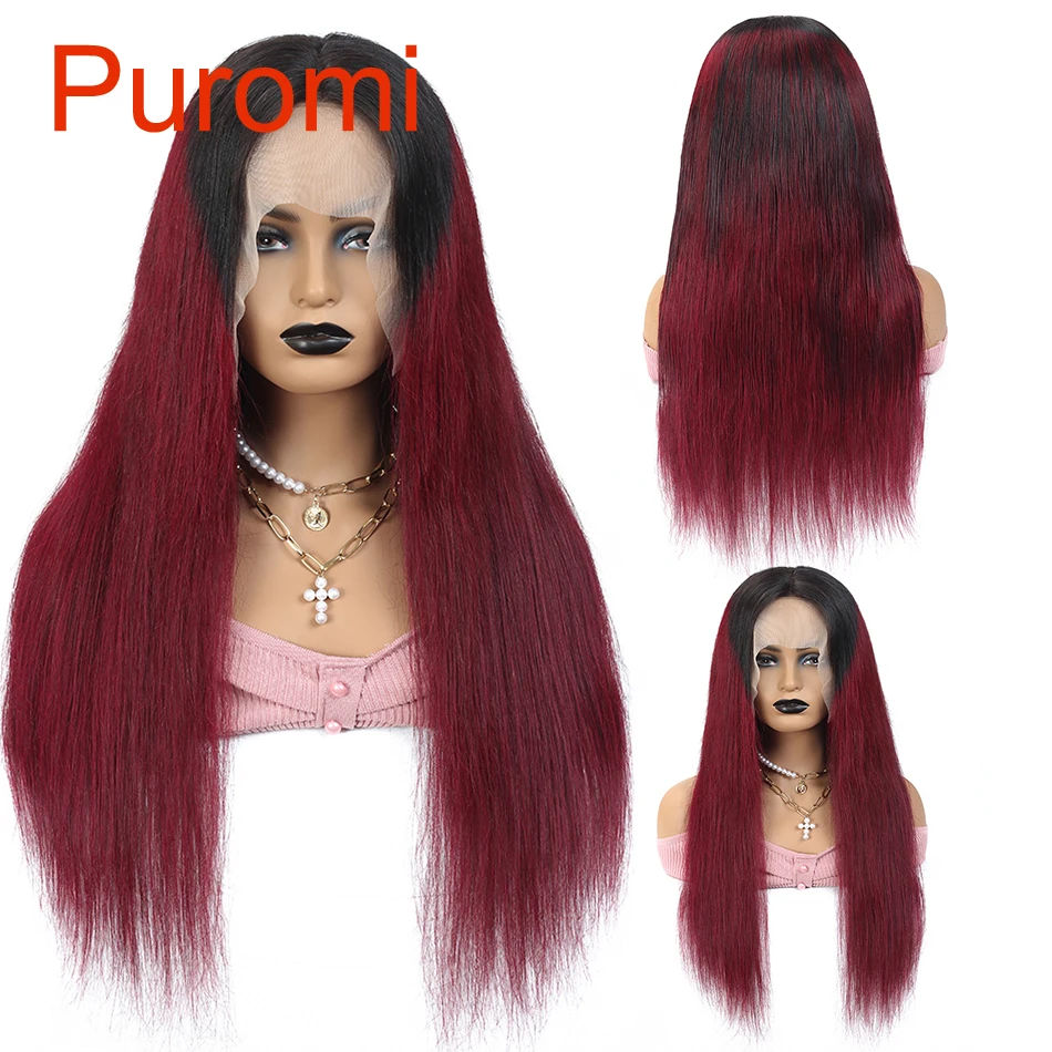 13*4 парик на кружеве 130% прямые волосы Remy индийские парики на кружеве для черных женщин 1B/99J Бургундия средний коэффициент 10-24 дюйма