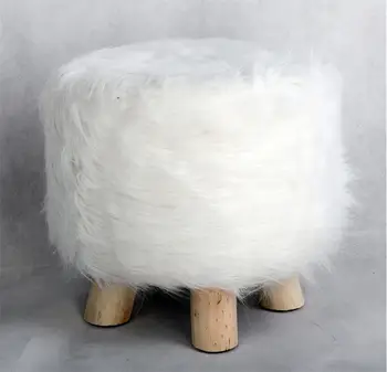 

Modern Luxury Plush Round Upholstered Footstool Round Pouffe Stool Foot Stool Plush Round Innovative Stool Home Accessories