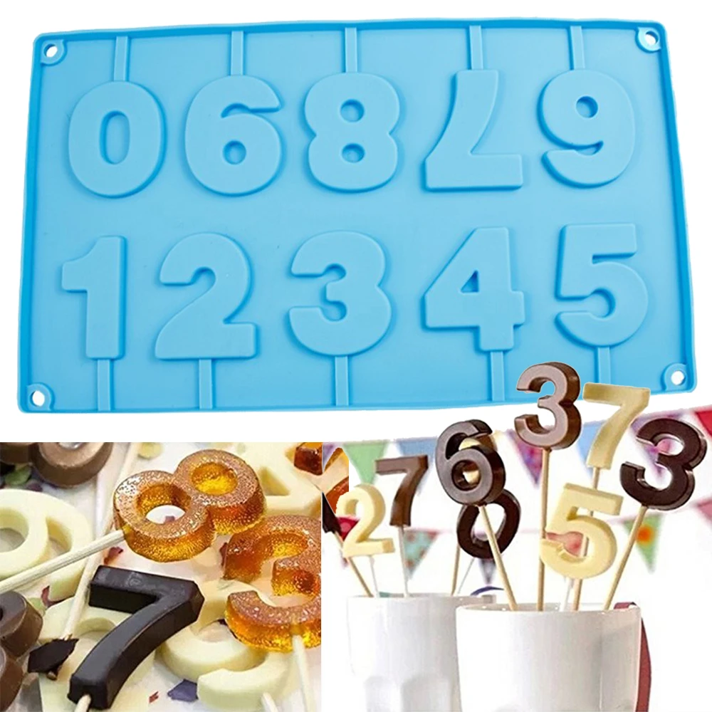 3D Nummer 0-9 Lolli Silikon Fondantform Kuchen Dekorieren SchokoladenforYRPF 3D Nummer 0-9 Lolli Silikon Fondantform Kuchen Dekorieren SchokoladenforYRPF